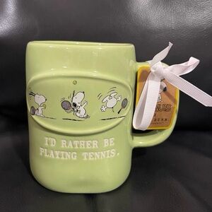 Rae Dunn Peanuts Snoopy Mug I’D RATHER BE PLAYING TENNIS.